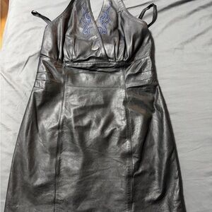 Vintage Harley-Davidson leather halter dress